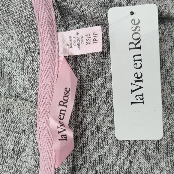 La Vie en Rose Open Front Hooded Cardigan Heathered Grey Pin Pockets Size XS / S - Picture 7 of 14